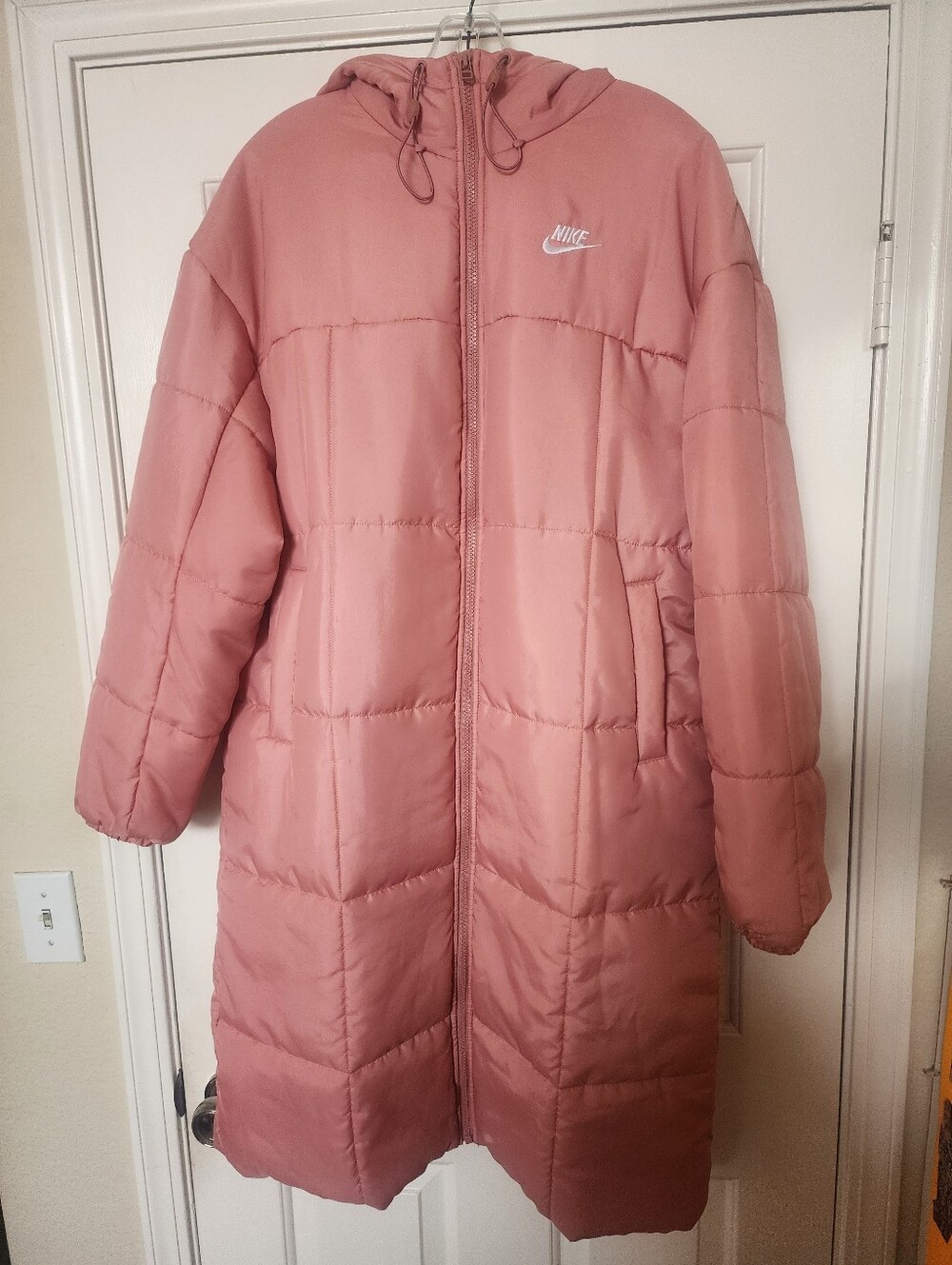 Nike Women’s Pink Long Puffer Coat with Hood